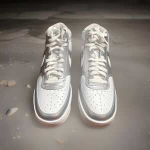 Nike Wmns Court Vision Mid White Metallic Silver Women Casual Shoes CD5436-108